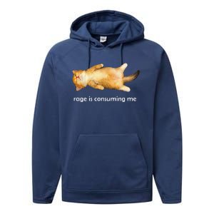 Rage Is Consuming Me Silly Sleepy Cat Meme Performance Fleece Hoodie