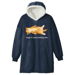 Rage Is Consuming Me Silly Sleepy Cat Meme Hooded Wearable Blanket