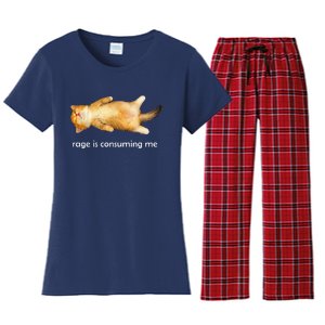 Rage Is Consuming Me Silly Sleepy Cat Meme Women's Flannel Pajama Set