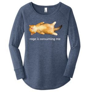 Rage Is Consuming Me Silly Sleepy Cat Meme Women's Perfect Tri Tunic Long Sleeve Shirt