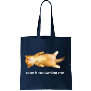 Rage Is Consuming Me Silly Sleepy Cat Meme Tote Bag