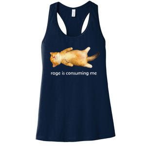 Rage Is Consuming Me Silly Sleepy Cat Meme Women's Racerback Tank