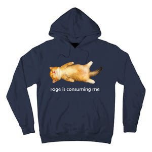 Rage Is Consuming Me Silly Sleepy Cat Meme Tall Hoodie