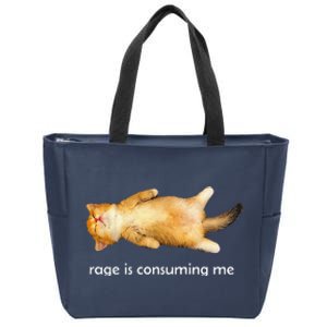 Rage Is Consuming Me Silly Sleepy Cat Meme Zip Tote Bag