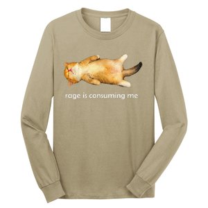 Rage Is Consuming Me Silly Sleepy Cat Meme Long Sleeve Shirt