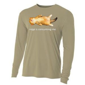 Rage Is Consuming Me Silly Sleepy Cat Meme Cooling Performance Long Sleeve Crew