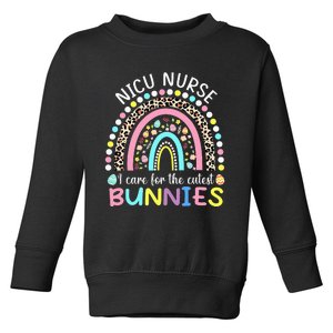 Rainbow I Care For The Cutest Bunnies NICU Nurse Easter Day Toddler Sweatshirt