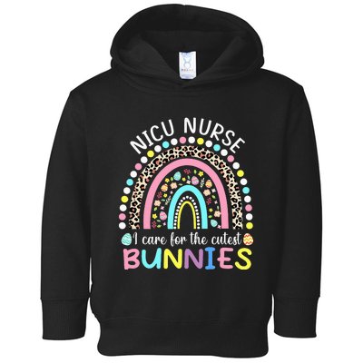 Rainbow I Care For The Cutest Bunnies NICU Nurse Easter Day Toddler Hoodie