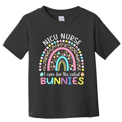 Rainbow I Care For The Cutest Bunnies NICU Nurse Easter Day Toddler T-Shirt