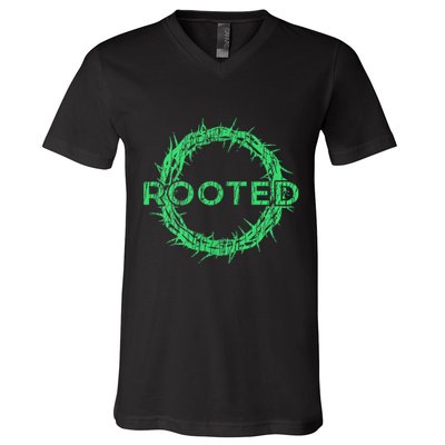 Rooted In Christ Having Your Roots Firmly In God V-Neck T-Shirt