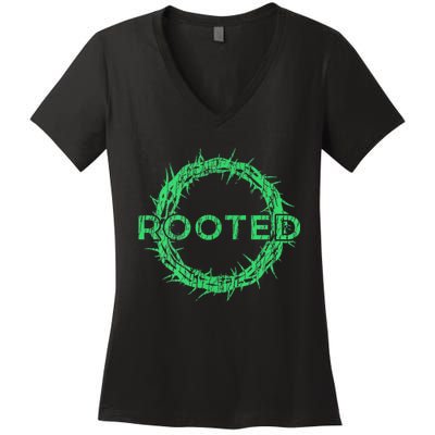 Rooted In Christ Having Your Roots Firmly In God Women's V-Neck T-Shirt