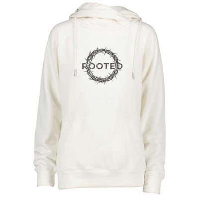 Rooted In Christ Womens Funnel Neck Pullover Hood