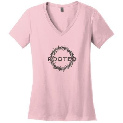 Rooted In Christ Women's V-Neck T-Shirt