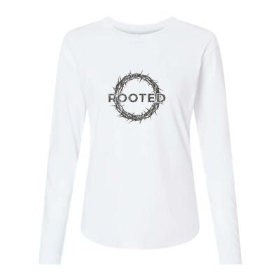 Rooted In Christ Womens Cotton Relaxed Long Sleeve T-Shirt