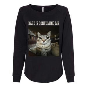 Rage Is Consuming Me Cat Womens California Wash Sweatshirt