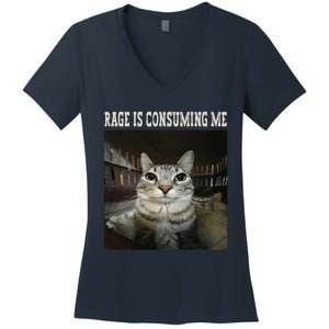 Rage Is Consuming Me Cat Women's V-Neck T-Shirt