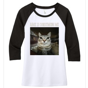 Rage Is Consuming Me Cat Women's Tri-Blend 3/4-Sleeve Raglan Shirt