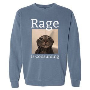 Rage Is Consuming Me Silly Staring Cat Meme Garment-Dyed Sweatshirt