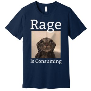 Rage Is Consuming Me Silly Staring Cat Meme Premium T-Shirt