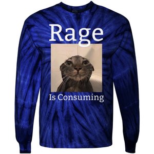 Rage Is Consuming Me Silly Staring Cat Meme Tie-Dye Long Sleeve Shirt