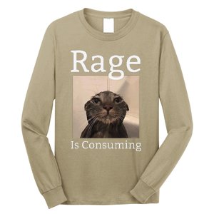 Rage Is Consuming Me Silly Staring Cat Meme Long Sleeve Shirt