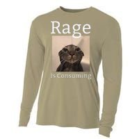 Rage Is Consuming Me Silly Staring Cat Meme Cooling Performance Long Sleeve Crew