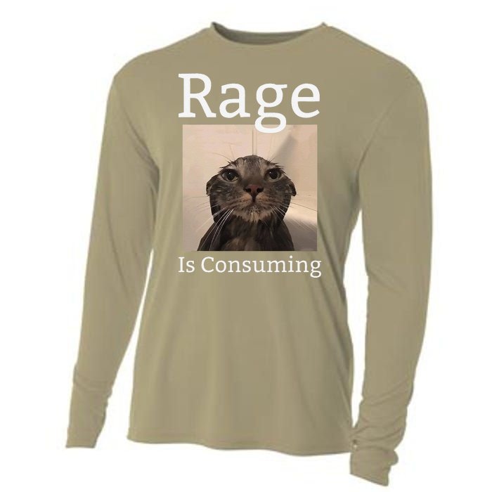 Rage Is Consuming Me Silly Staring Cat Meme Cooling Performance Long Sleeve Crew