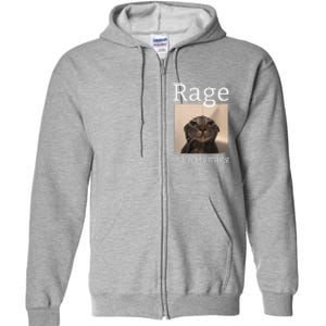 Rage Is Consuming Me Silly Staring Cat Meme Full Zip Hoodie