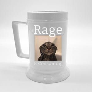 Rage Is Consuming Me Silly Staring Cat Meme Beer Stein