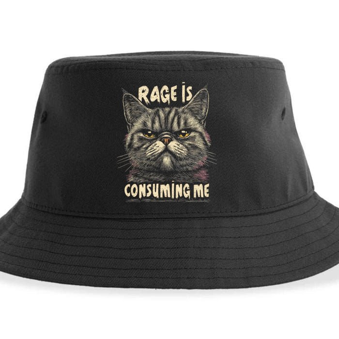 Rage Is Consuming Me Cat Meme Sustainable Bucket Hat