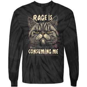 Rage Is Consuming Me Cat Meme Tie-Dye Long Sleeve Shirt