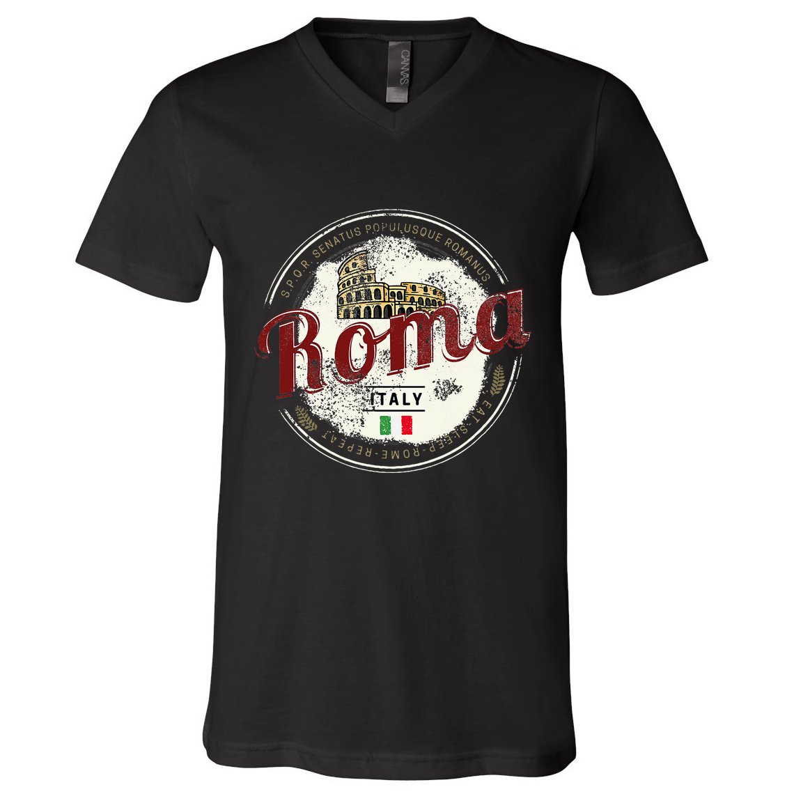 Rome Italy Colosseum Vintage Souvenir V-Neck T-Shirt