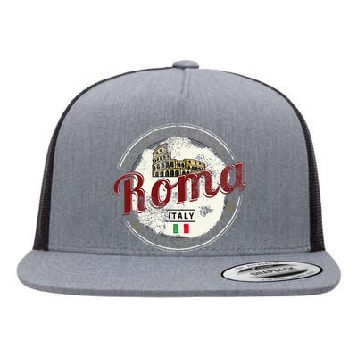 Rome Italy Colosseum Vintage Souvenir Flat Bill Trucker Hat