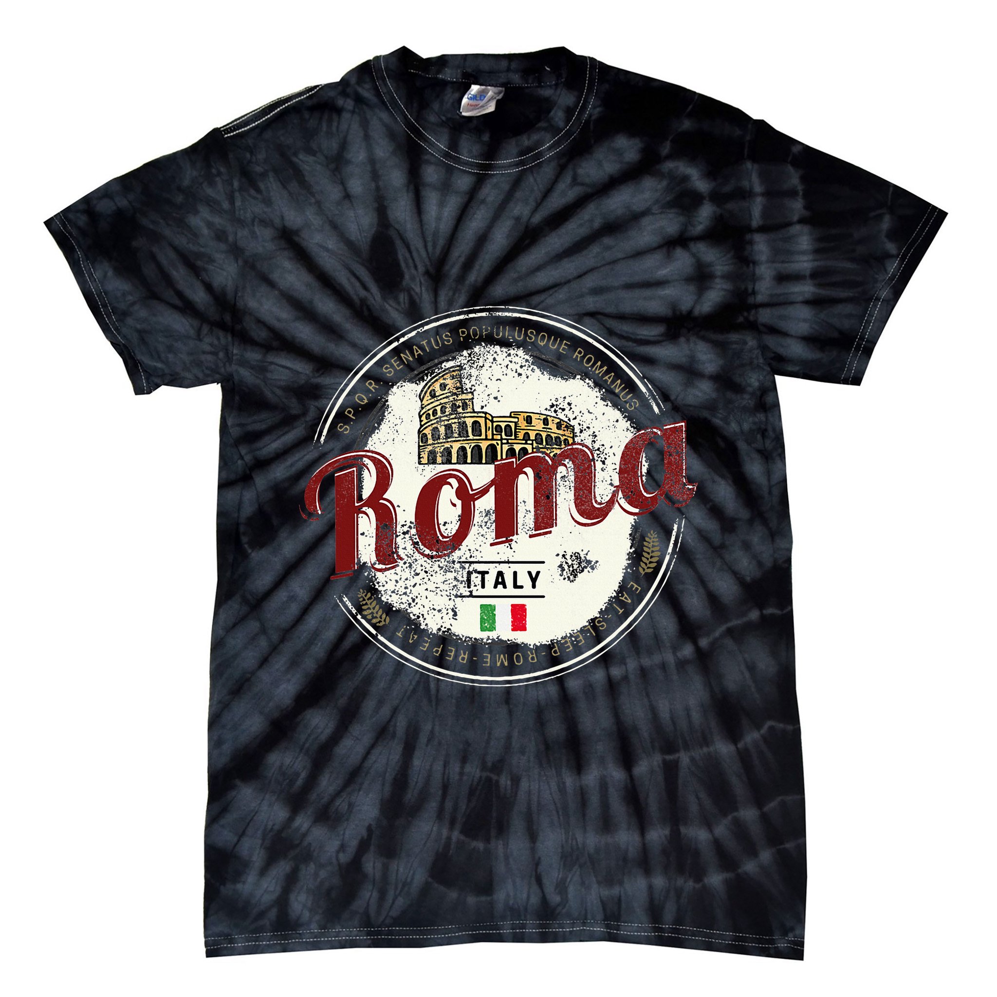 Rome Italy Colosseum Vintage Souvenir Tie-Dye T-Shirt