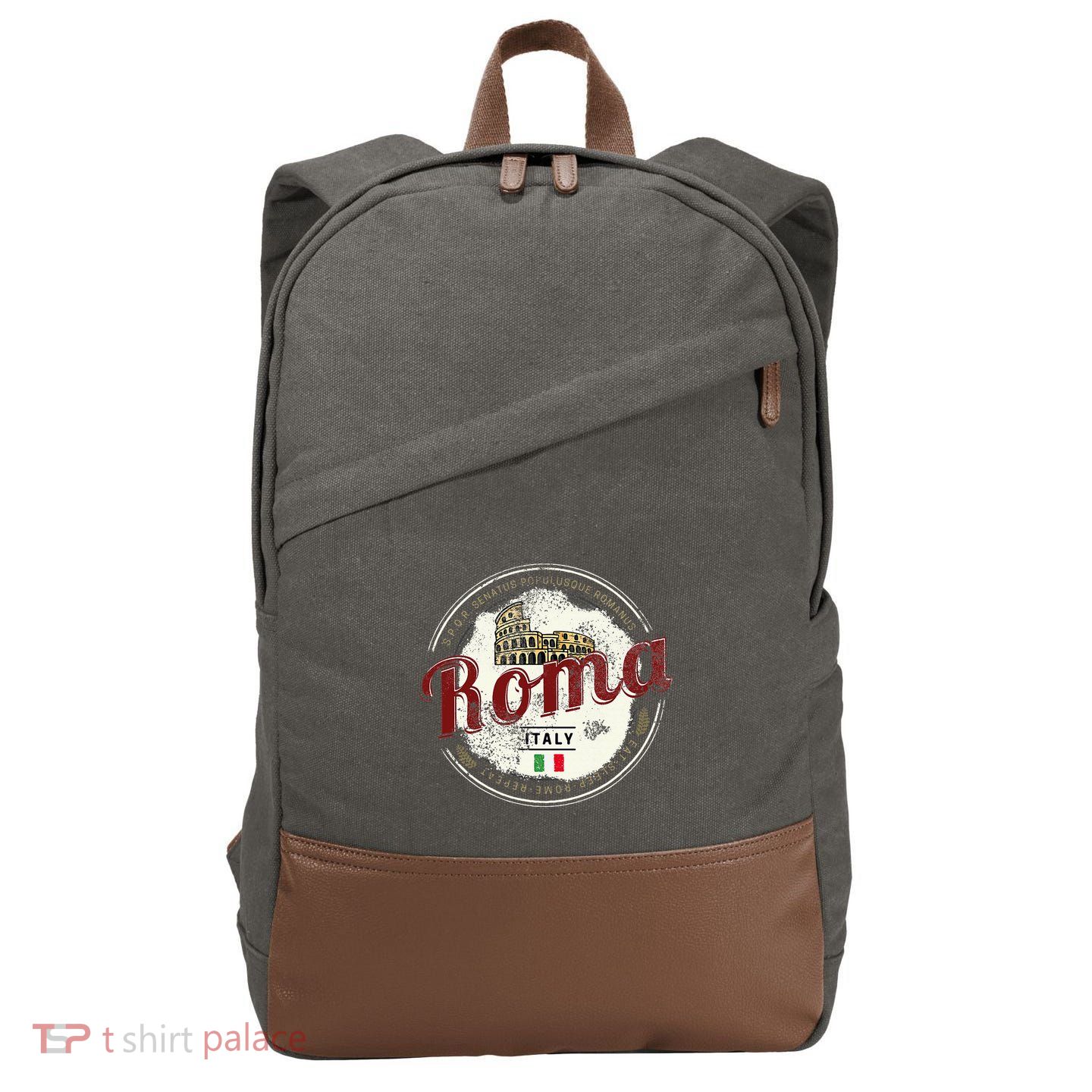 Rome Italy Colosseum Vintage Souvenir Cotton Canvas Backpack