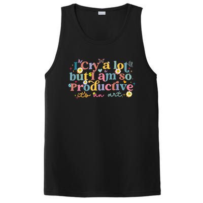 Retro I Cry A Lot But I Am So Productive Funny Trending Meme PosiCharge Competitor Tank