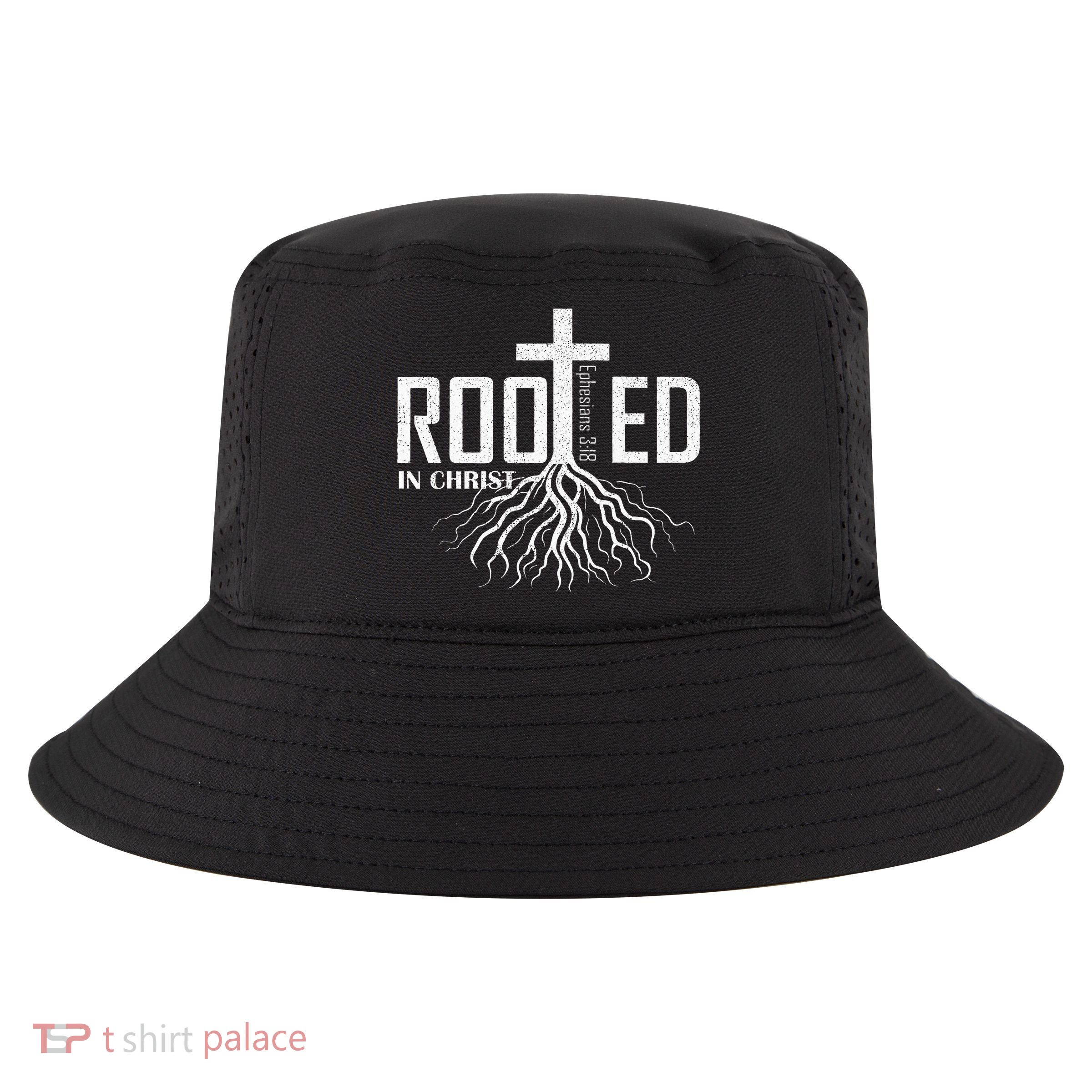 Rooted In Christ Christian Religious Christian Cool Comfort Performance Bucket Hat
