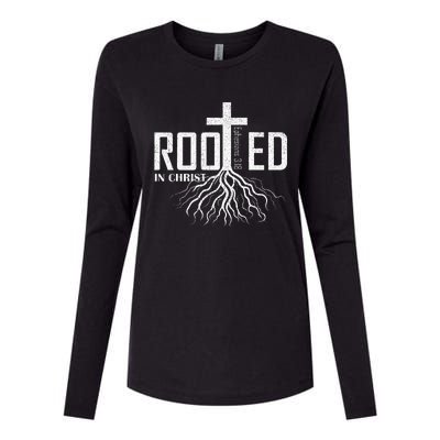 Rooted In Christ Christian Religious Christian Womens Cotton Relaxed Long Sleeve T-Shirt