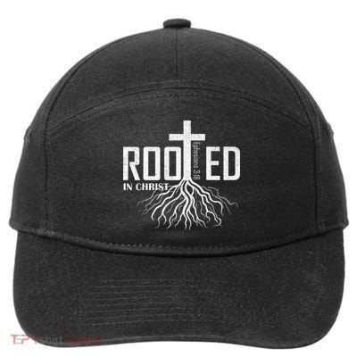 Rooted In Christ Christian Religious Christian 7-Panel Snapback Hat