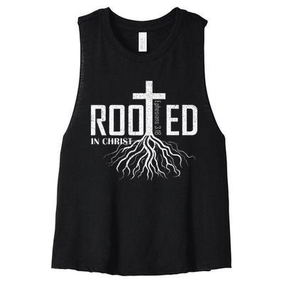 Rooted In Christ Christian Religious Christian Women's Racerback Cropped Tank