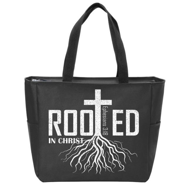 Rooted In Christ Christian Religious Christian Zip Tote Bag