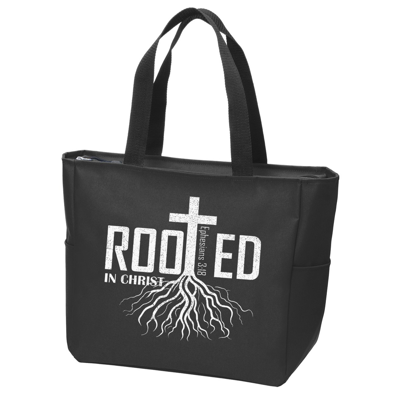 Rooted In Christ Christian Religious Christian Zip Tote Bag