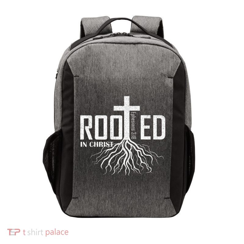 Rooted In Christ Christian Religious Christian Vector Backpack
