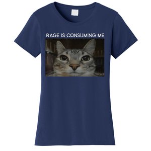 Rage Is Consuming Me Cat Meme Silly Staring Cat Funny Meme Women's T-Shirt