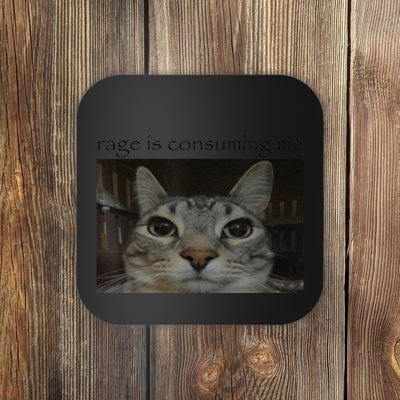 Rage Is Consuming Me Cat Meme Silly Staring Cat Funny Meme Coaster