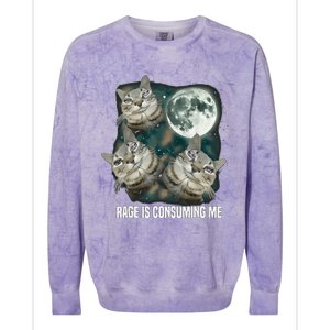 Rage Is Consuming Me Three Cat Moon Colorblast Crewneck Sweatshirt