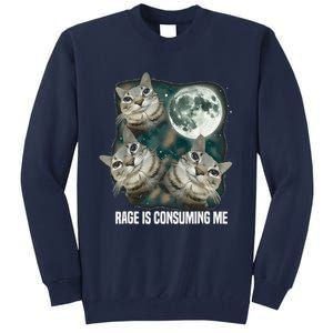 Rage Is Consuming Me Three Cat Moon Tall Sweatshirt