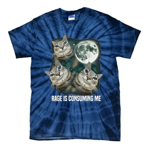 Rage Is Consuming Me Three Cat Moon Tie-Dye T-Shirt