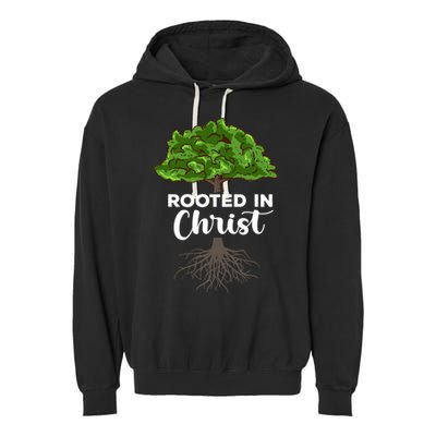Rooted In Christ Theology Jesus Christ Christian Faith Garment-Dyed Fleece Hoodie