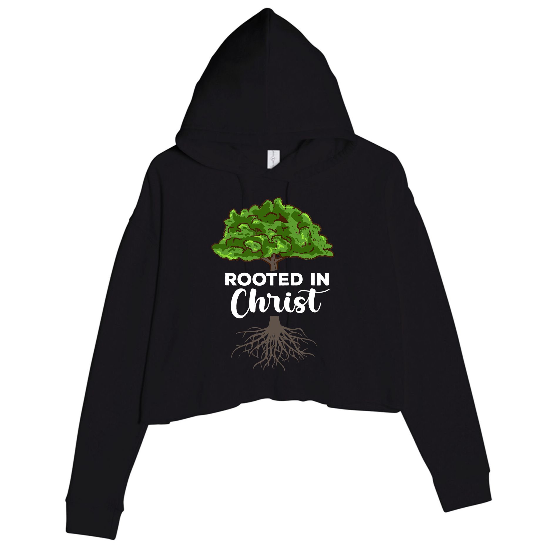 Rooted In Christ Theology Jesus Christ Christian Faith Crop Fleece Hoodie